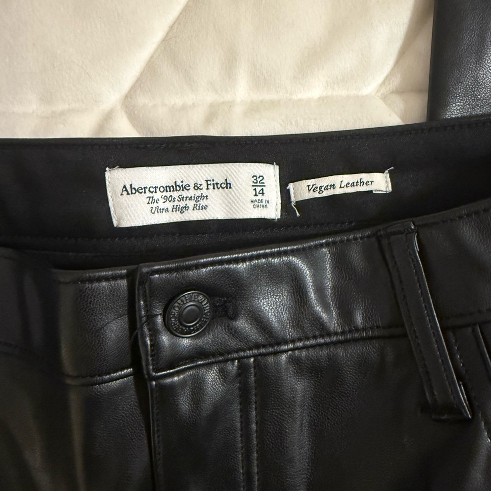 Abercrombie & Fitch Shiny Black Vegan Leather Trousers